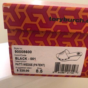 Tory Burch Patti Wedge Black Patent Sandals